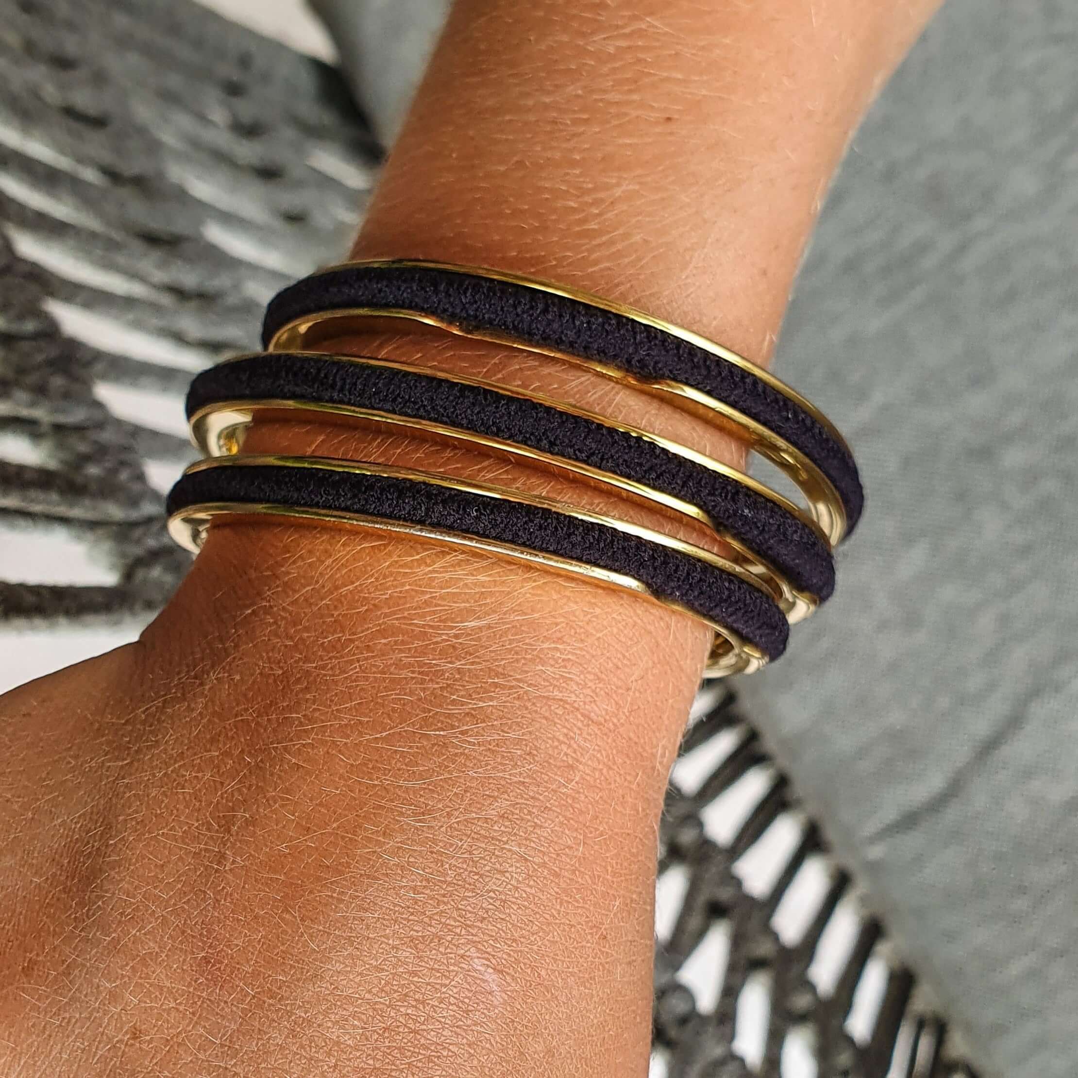 3 stack hair tie bangles by Gypsea Loop gold