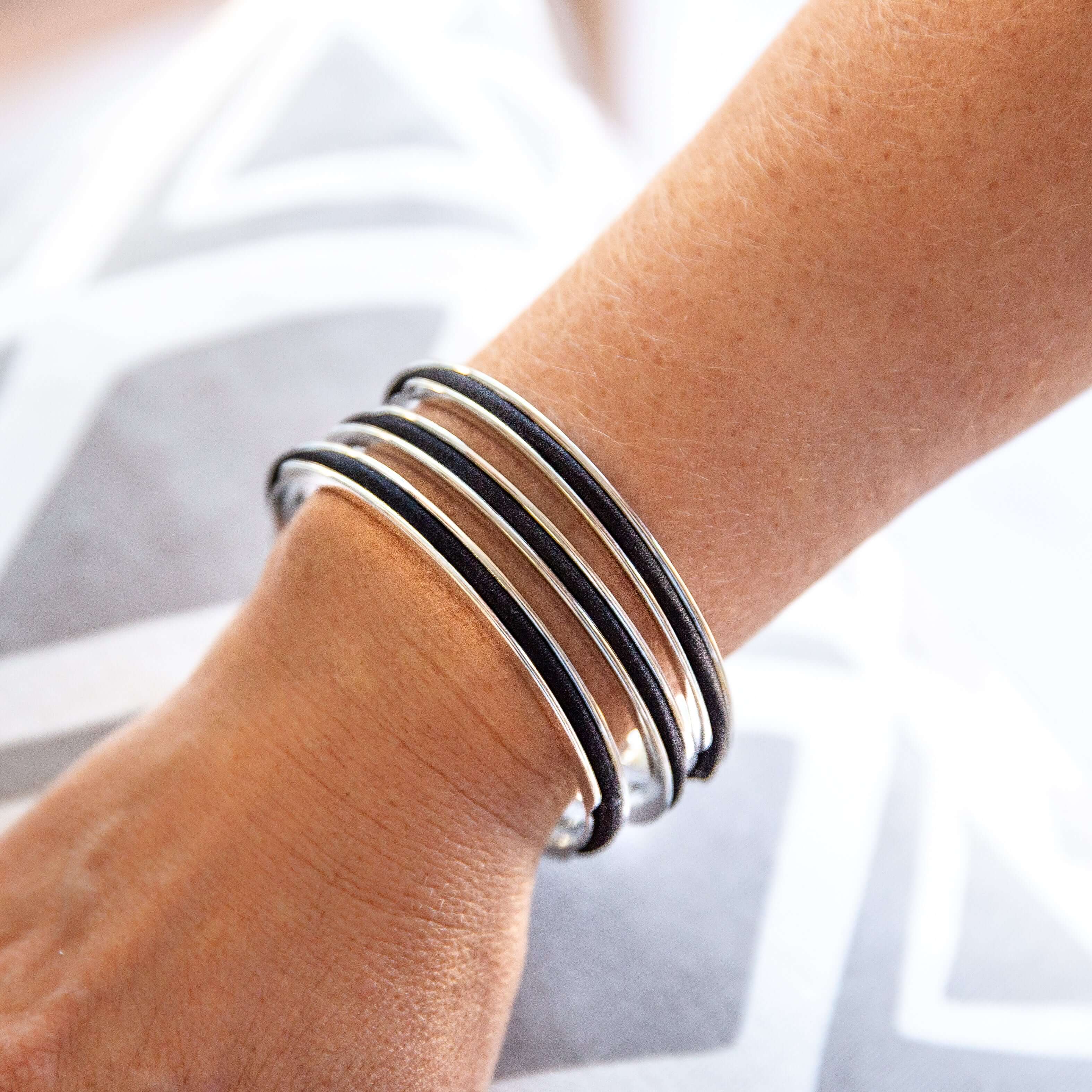 Silver 3 stack hair tie bangle Gypsea Loop