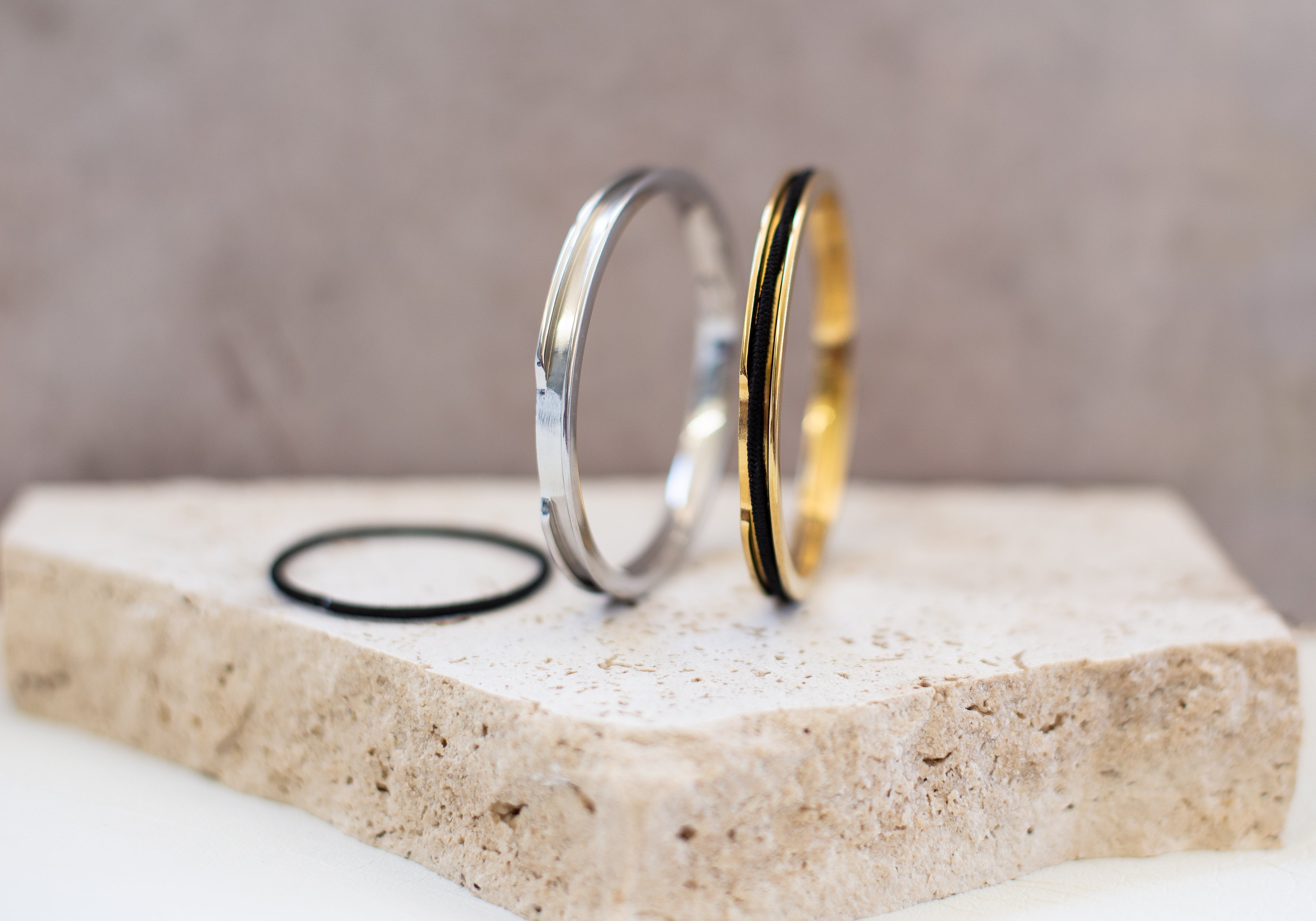 Innovative design hair tie bangle gold and silver