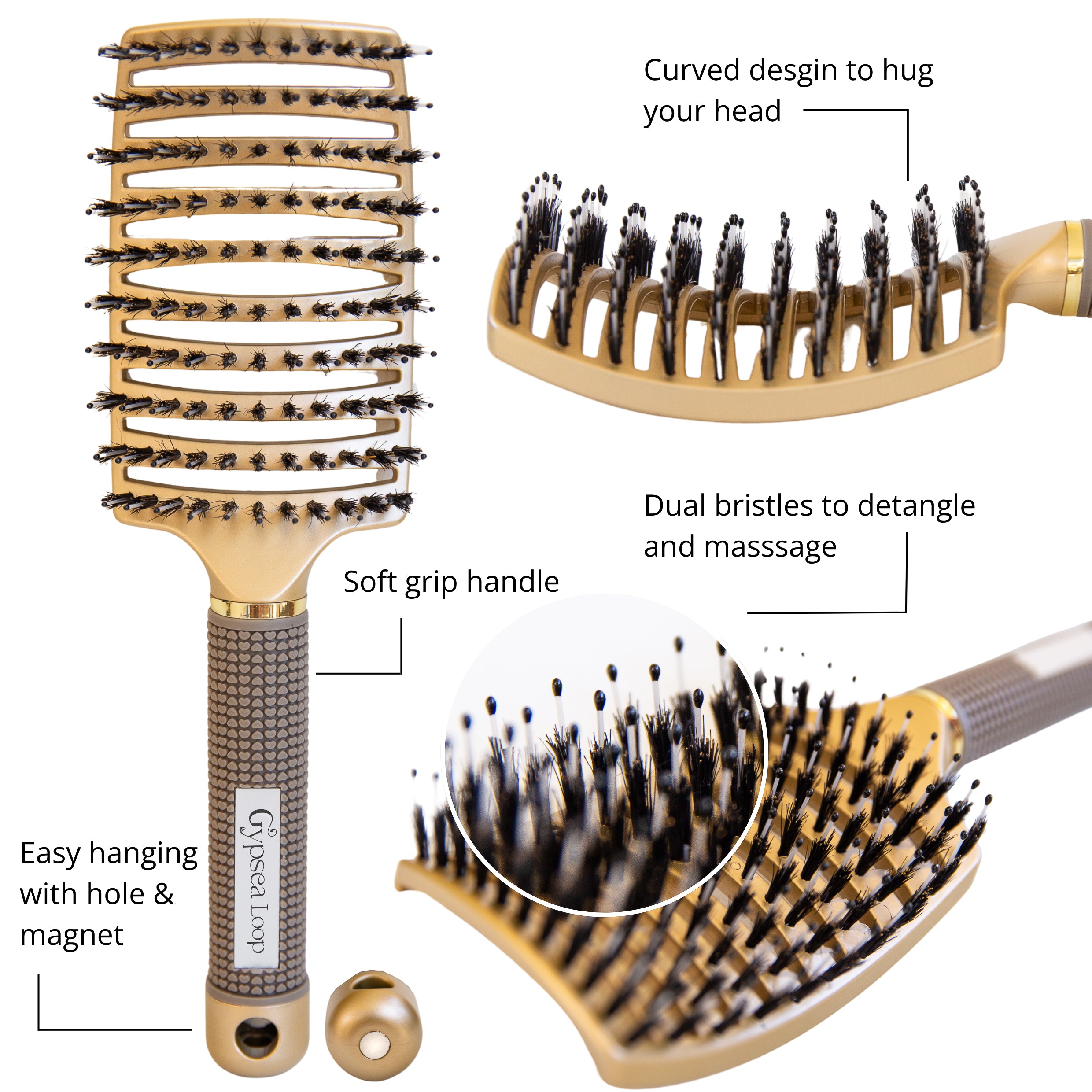 Detangler Gypsea Luxe Hair Brush features