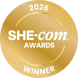 Gold award badge for 2026 SHE-COM Awards Winner 'BEST JEWELLERY PIECE - GYPSEA LOOP'