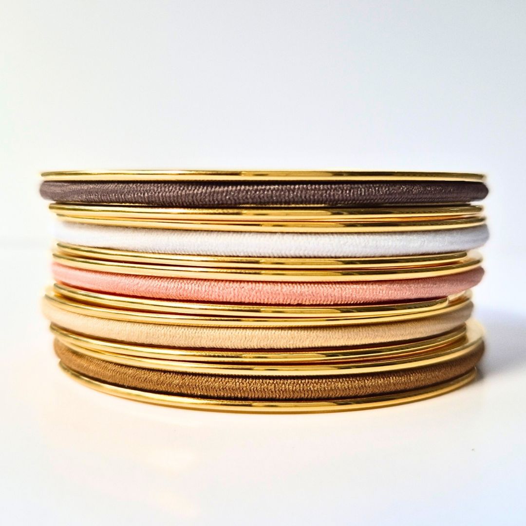 Brown earth toned hair ties in a gypsea loop hair tie bangle