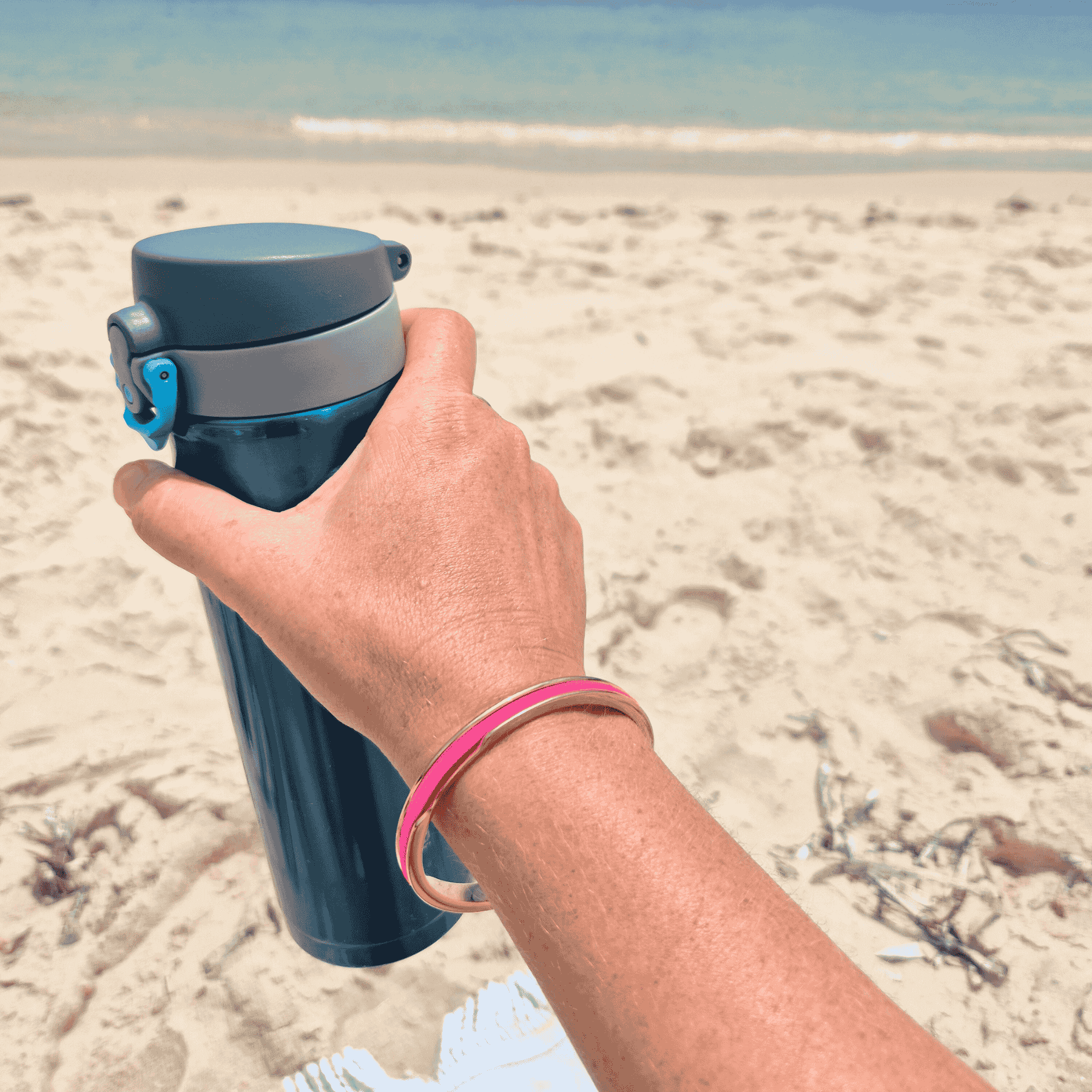 Flamingo Pink Gypsea Hair Ties at the beach