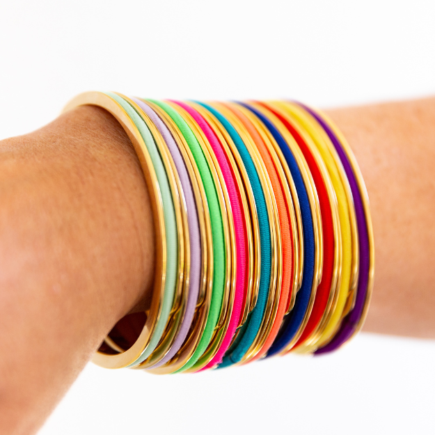 Gypsea Loop Hair Tie Bangle stack - what colours will you choose? Mix and match each day