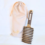 Gypsea Loop Luxe Detangle Brush with soft velvet carry bag