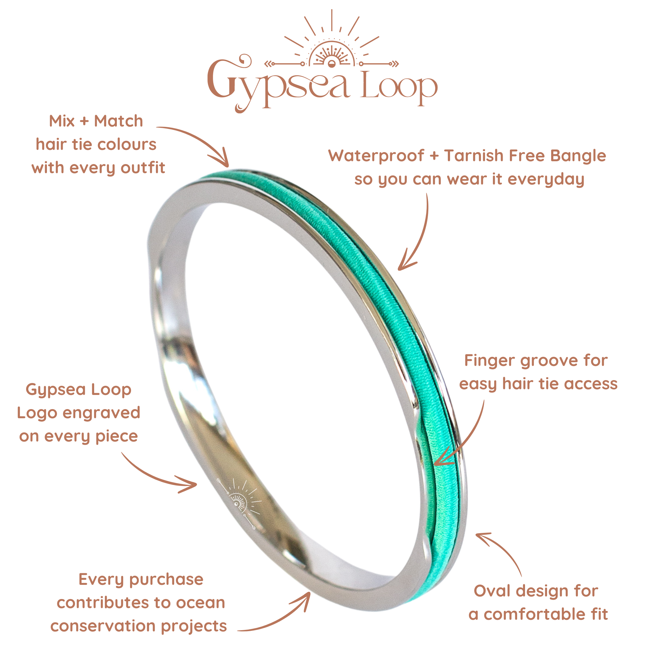 Features of the Gypsea Loop Hair Tie Bangle